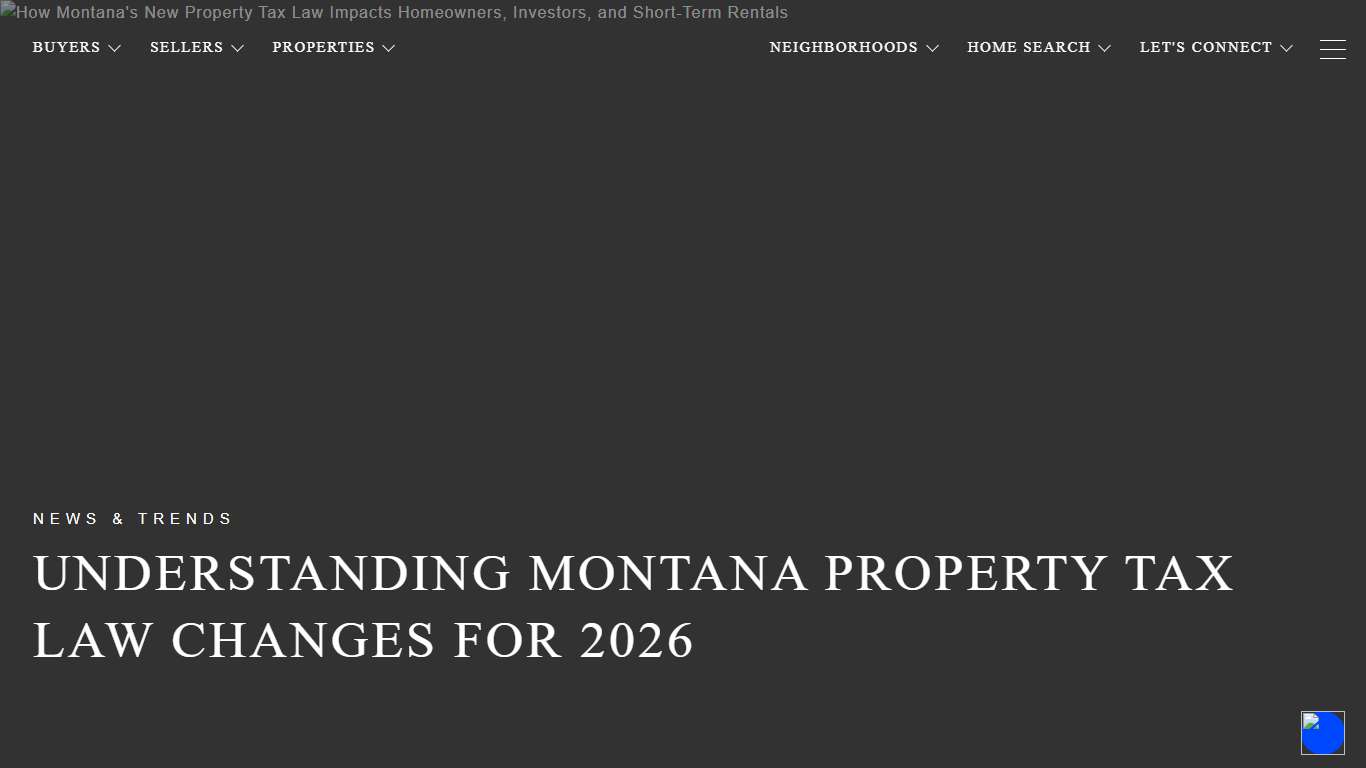 Montana Property Tax Law Changes: What You Need to Know