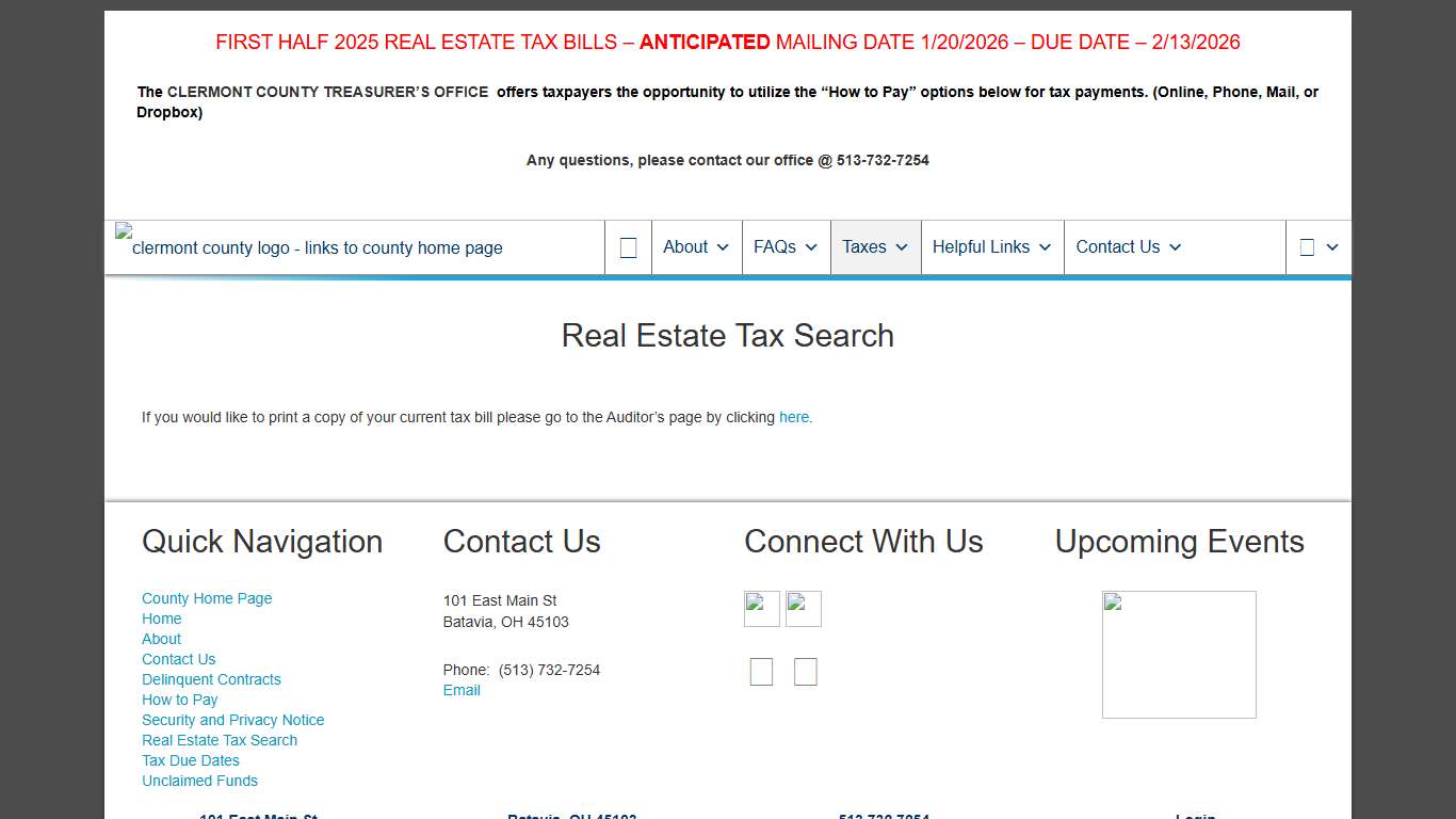 Real Estate Tax Search | The Treasurer's Office of Clermont County, Ohio