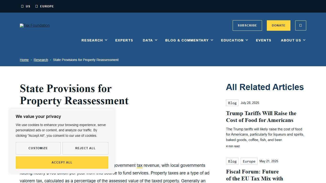 State Provisions for Property Reassessment